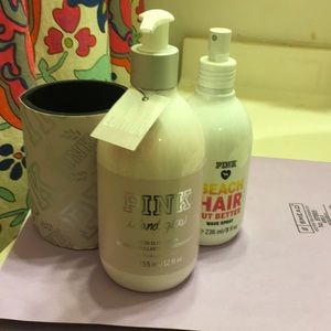 PINK Lot Victoria’s Secret lotion hair spray coozy